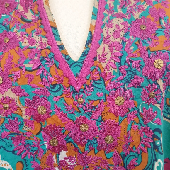 Charter club embroidery paisley tunic top sz 8 *H - Picture 7 of 7